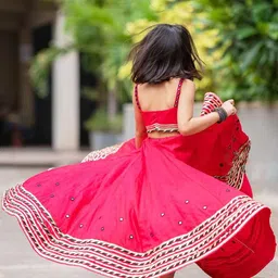 BAESD Girls Embroidered Mirror Work Ready to Wear Lehenga & Blouse image 4