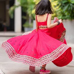 BAESD Girls Embroidered Mirror Work Ready to Wear Lehenga & Blouse image 3