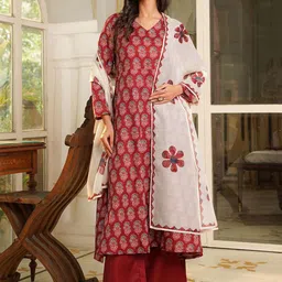 AHIKA Women Ethnic Motifs Printed Kurta with Palazzo & Dupatta image 2