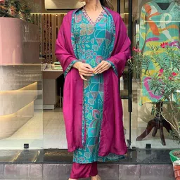 Anni Designer Geometric Printed Regular Straight Kurta with Trousers & Dupatta-image-43