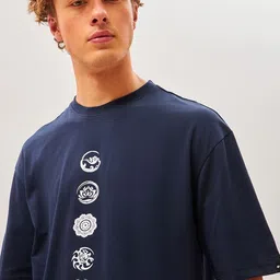 Bewakoof Graphic Printed Drop-Shoulder Sleeves Oversized Cotton T-shirt image 5