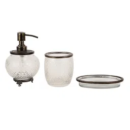 Decor de Maison Ava Transparent & Black 3 Pieces Textured Metal Bath Accessories Set-image-80