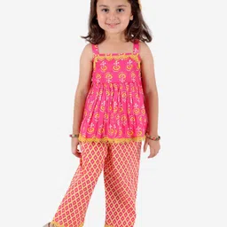 Superminis Girls Ethnic Motifs Printed Pure Cotton Kurti with Palazzos image 4