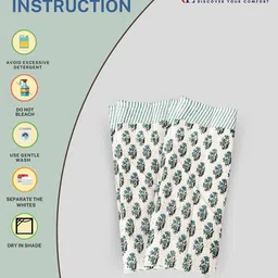 LIVING ROOTS Blue 3 Pieces Block Printed 210 GSM Waffle Cotton Soft & Absorbent Towel Set image 5