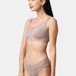 Soie Full Coverage Padded Bra and Mid Rise Brief With Lace Detailing-Sets image 2