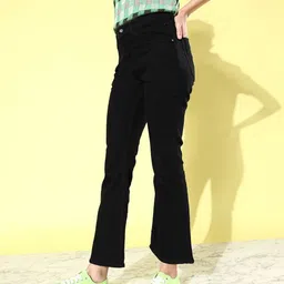 The Roadster Life Co. Women Black Flared Stretchable Jeans image 4