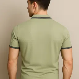 r.code by the roadster life co. R.Code by The Roadster Lifestyle Co. Men Solid Polo Collar Cotton T-shirt image 3