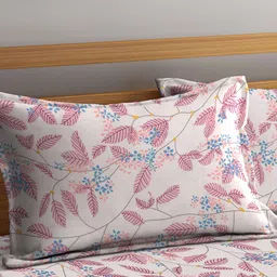 FABINALIV White & Pink Floral 300 TC Fitted King Bedsheet Set 2.50m X 2.25m image 4