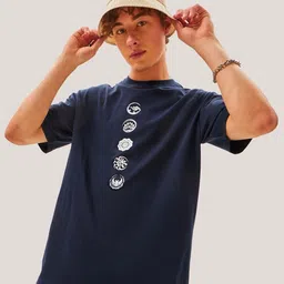 Bewakoof Graphic Printed Drop-Shoulder Sleeves Oversized Cotton T-shirt image 2