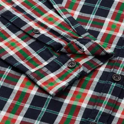Flying Machine Indigo Plaid Check Twill Cotton Shirt image 5