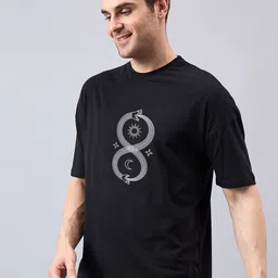 AUSK Men Graphic Printed Round Neck Cotton Oversized T-shirt image 3