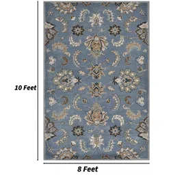 saraswati global Bluish Grey Floral Wool 8 ft x 10 ft Hand-Tufted Carpet image 3