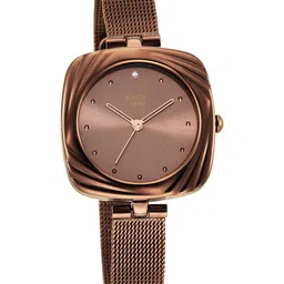Titan Women Brown Brass Embellished Dial & Brown Stainless Steel Bracelet Style Straps Analogue Watch image 4