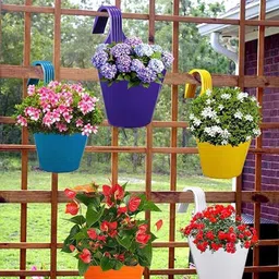 Kuber Industries Pack of 4 Navy Blue Solid Single Hook Planters image 5