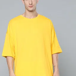 HRX By Hrithik Roshan Yoga Men Ochre Organic Cotton T-shirt image 3