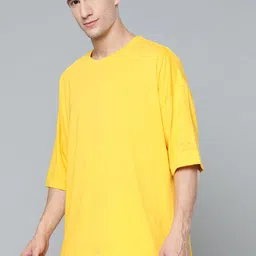 HRX By Hrithik Roshan Yoga Men Ochre Organic Cotton T-shirt image 4