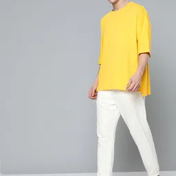 HRX By Hrithik Roshan Yoga Men Ochre Organic Cotton T-shirt image 1