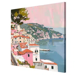 999Store Pink & Blue Canvas Mediterranean Coastal Wall Art image 3