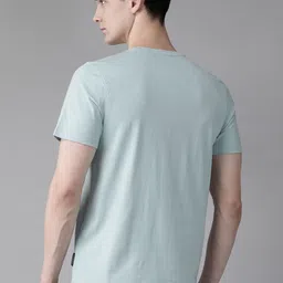 The Roadster Lifestyle Co Men Pack Of Two Solid Pure Cotton V-Neck Pure Cotton T-shirts image 4