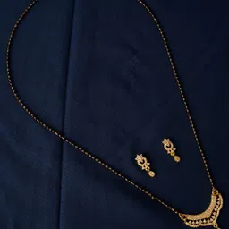 PANASH Gold-Plated AD Stone-Studded & Black Beaded Managalsutra image 5