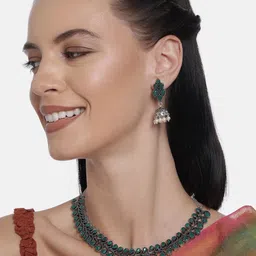 LAIDA Green Silver-Plated Oxidized Handcrafted Jewellery Set-picture-32