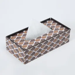 clasicraft Brown Brown and White Print MDF Tissue Holder image 4