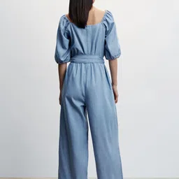 MANGO Pure Cotton Sustainable Chambray Jumpsuit with Belt image 3