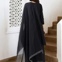 Ishin Ethnic Motifs Embroidered Pure Cotton A-Line Kurta With Palazzo & Dupatta image 5