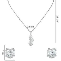 I Jewels Rhodium-Plated Cubic Zirconia Studded Jewellery Set image 4