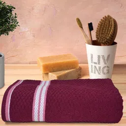 Athom Trendz Maroon Popcorn Textured 300 GSM Pure Cotton Bath Towel-picture-13