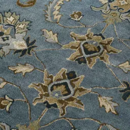 saraswati global Bluish Grey Floral Wool 8 ft x 10 ft Hand-Tufted Carpet image 4