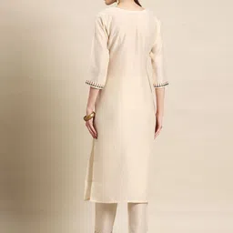 Sangria Women Floral Embroidered Regular Thread Work Kurta with Trousers image 5