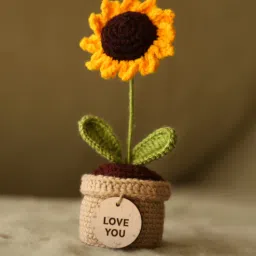 Yellow Sunflower Cotton 7 Inches Love You Crochet Bouquet-image-88