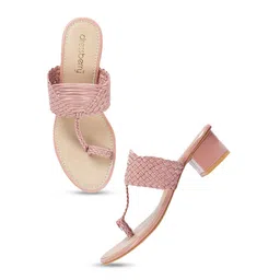 DressBerry Women Textured Party Block Sandals with Laser Cuts image 2