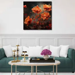 olive tree Orange Flower Canvas Pine Wood 24x24 Art Print image 1