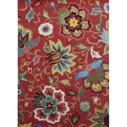 Red Wool Floral 5 x 8 Feet Hand Tufted Carpet by Jaipur Rugs image 2
