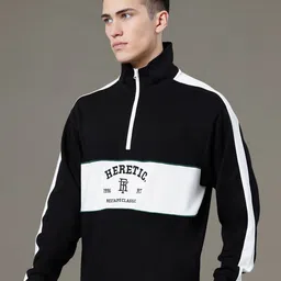 Red Tape Men Colorblocked Graphic Print Cotton Baggy Fit Sweatshirt image 5