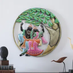 Radha Krishna Tree Multicolour Iron Wall Art-image-25