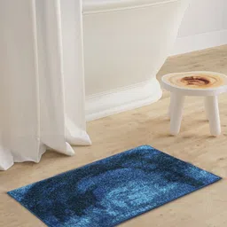 BIANCA Blue & Navy Blue Patterned 1600GSM Anti-skid Bath Rugs image 1