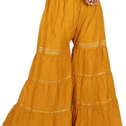 pi world Women Flared Yellow Viscose Rayon Trousers-picture-16