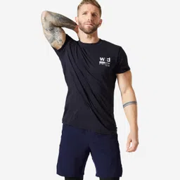 domyos Men's Crew Neck Slim-Fit Soft Breathable Cross Training T-Shirt - Black-picture-17