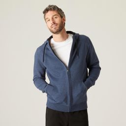 domyos Mens Cotton Blend Gym Hoodie Zip Jacket - Blue-picture-24