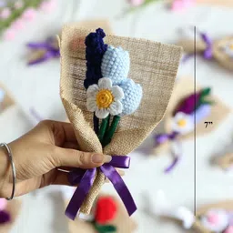 kaahira Daisy Multiflowers Cotton 7 Inches Crochet Bouquet image 2