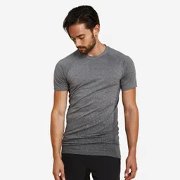 Men's Seamless Short-Sleeved Dynamic Yoga T-Shirt - Light Grey-image-2