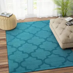 imperial knots Blue Abstract Wool 5ft x 8 ft Hand Tufted Carpet-picture-10