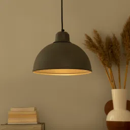 shoppeefry Dome Cork Grey Matt Metal Hanging Light image 1