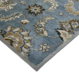 saraswati global Bluish Grey Floral Wool 8 ft x 10 ft Hand-Tufted Carpet image 5