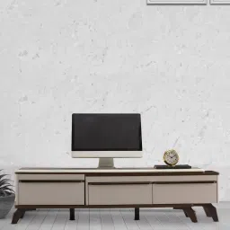 durian Amy Marble Extendable TV Console in Glossy Off-White Finish image 1