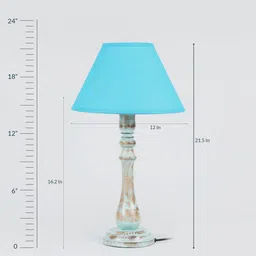 Ciel White Fabric Shade Table Lamp With Blue Base - By Sapphire image 4