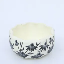 sky vibes studios Decorative Floral Black Terracotta Set Of 2 Desk Pot image 2